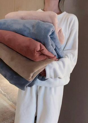 Теплая махровая пижама кофта свободного кроя брюки на резинке9 фото