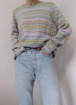 Шерстяной свитер хлопок джемпер зеленый пуловер реглан лонгслив кофта шерсть свитер оверсайз6 фото