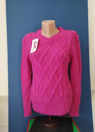 Пуловер малиновый женский джемпер свитер теплый турция1 фото