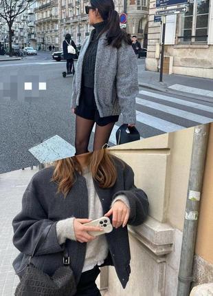 ❤️ шикарный кашемировый бомбер демсезонный пальто графит серый графит графитовый серий женский женский куртка осень9 фото