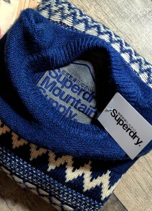 Мужской элегантный хлопковый плотны вязаный  свитер с  круглым воротом superdry в синем цвете размер l5 фото