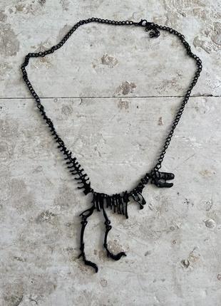Длинное ожерелье готический скелет динозавра тираннозавра рекс, кулон, кулон, ожерелье, ожерелье из сплава кости дракона, ошейники, ювелирные изделия