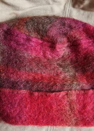 Фирменная английская шерстяная теплая зимняя шапка, шерсть + мохер(андара).