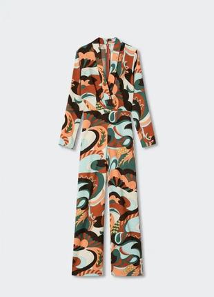 Комбинезон брючный ретро принт mango