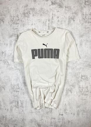 Стильная белая футболка puma с серым логотипом: ваша модная эссенция