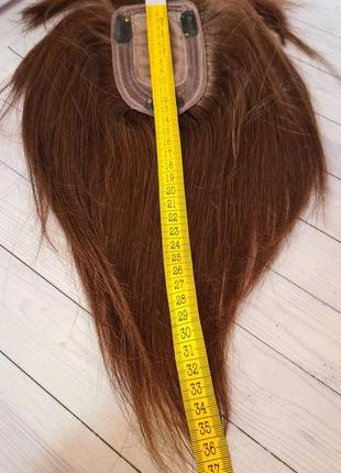 Накладка топпер макушка полупарик 100% натуральный волос с имитацией кожи головы.9 фото