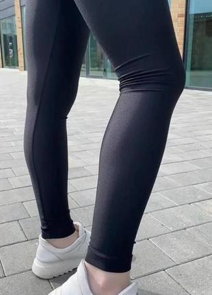 Лосины женские спортивные черного цвета эластичные/леггинсы блестящие из бифлекса3 фото