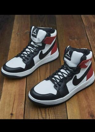 Молодіжні шкіряні зимові високі кросівки nike air jordan, спортивні черевики