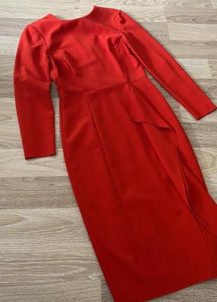 Красива червона нарядна сукня нарядне плаття красивое платье красное волан1 фото
