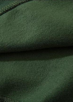 Теплый худи stussy khaki green на флисе9 фото