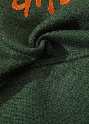 Теплый худи stussy khaki green на флисе7 фото