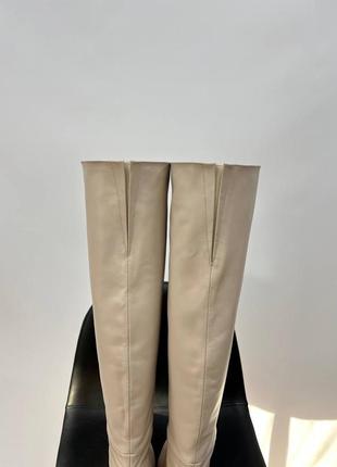 Шкіряні високі чоботи ботфорти на підборах з натуральної шкіри10 фото