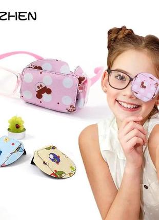 Оклюдер тканинний для дитячих окулярів 8 х 7,5 см. - рожевий
