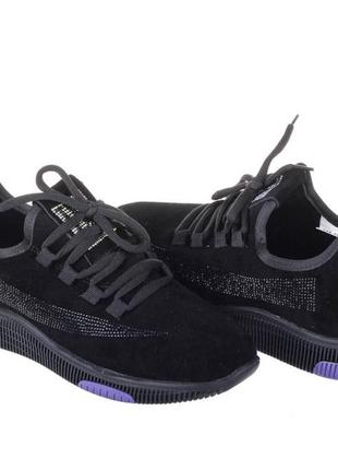 Замшевые женские кроссовки lonza369-111 с фиолетовой подошвой