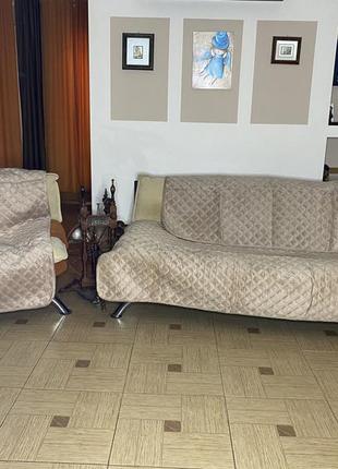 Накидки-дивандеки на диван і крісла, багатофункціональні 3 полотна2 фото