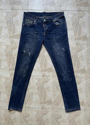 Джинсовые штаны italy rare dsquared2 distressed jeans denim skinny pants1 фото