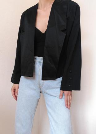 Винтажный пиджак шерстяной жакет черный блейзер шерсть черный пиджак винтаж жакет6 фото