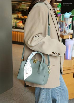 Женская кожаная голубая сумка3 фото