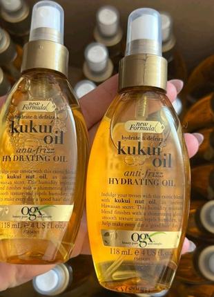 Олія-спрей для волосся ogx® kukuí oil зволоження та гладкість з олією гавайського горіха 118 мл