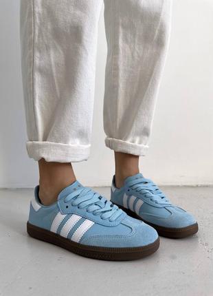 Adidas samba white blue кроссовки кеды адидас кожа