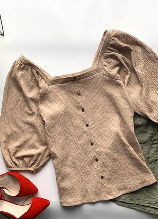 👚суперский бежевый топ крестьянка/топ с квадратным вырезом/топ с воланами👚