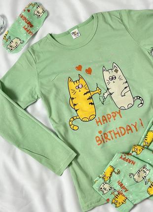Пижамка для девочки «happy birthday”турецкого производителя5 фото