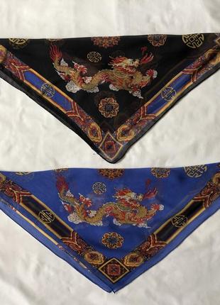 Шелковые шифоновые платочки с драконами. италия.2 фото