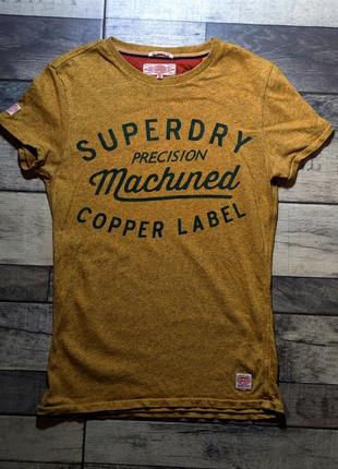 Мужская хлопковая модная винтажная футболка superdry в горчичном цвете размер s