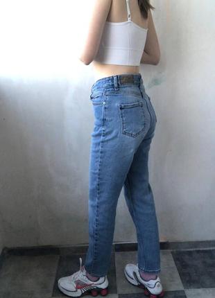 Джинси прямі голубі dilvin джинсы прямые голубые жіночі висока посадка5 фото