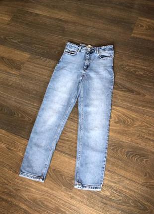 Джинси прямі голубі dilvin джинсы прямые голубые жіночі висока посадка1 фото