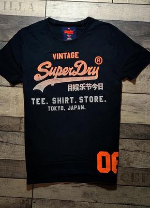 Чоловіча бавовняна модна вінтажна футболка superdry в чорному кольорі розмір l