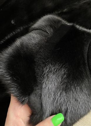 Розкішна святкова стильна чорна шуба норкова натуральна трапеція3 фото