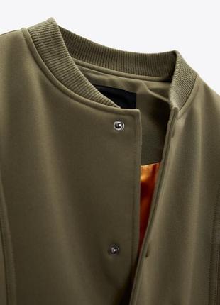 Трендовая комбинированная куртка бомбер zara курточка хаки зара 7522/044 утепленный бомбер7 фото