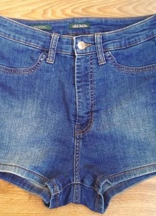 Шорты джинсовые короткие с высокой посадкой талией1 фото