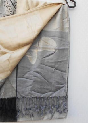 Палантин  широкий шарф пашмина + шелк3 фото