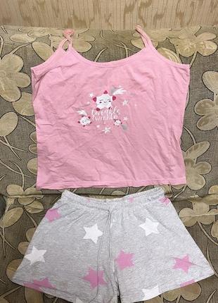 Пижама розовая шорты майка в стиле zara nike adidas intimissimi