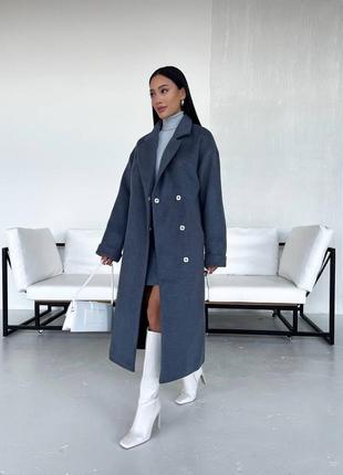 Класичне пальто прямого крою / пальто оверсайз / пальто з поясом / пальто шанель / пальто на підкладці / классическое пальто прямого кроя
