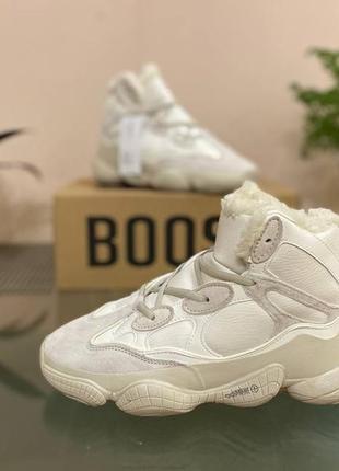 👟 кроссовки adidas yeezy 500 beige high зимняя мех / наложка bs👟1 фото