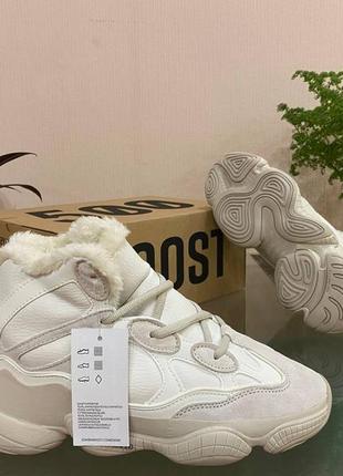 👟 кроссовки adidas yeezy 500 beige high зимняя мех / наложка bs👟3 фото