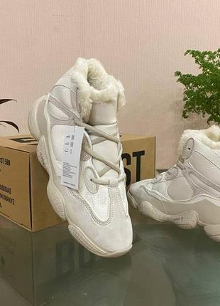 👟 кроссовки adidas yeezy 500 beige high зимняя мех / наложка bs👟5 фото