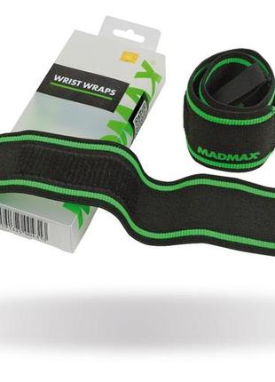 Кистьові бинти madmax mfa-298 wrist wraps 18" black/green  (пара)1 фото