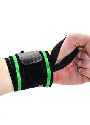 Кистьові бинти madmax mfa-298 wrist wraps 18" black/green  (пара)7 фото