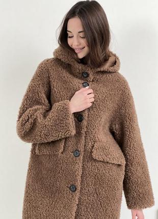 Шуба з капюшоном натуральний  меринос 100%