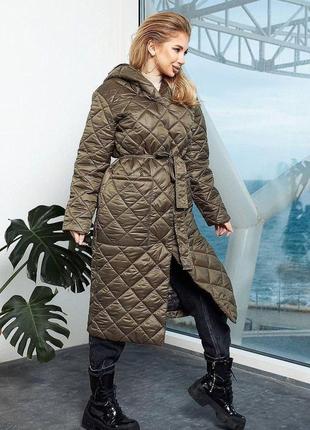 Стьобане пальто міді з капюшоном розмір: 42-44.46-48.50-52.54-56.58-60.4 фото