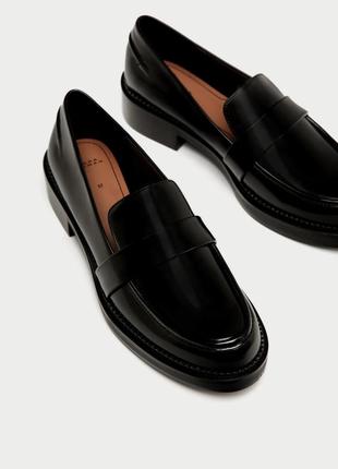 Кожаные лоферы zara 36-37,туфли zara