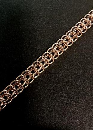 Золотой ажурный браслет плетение биссмарк2 фото