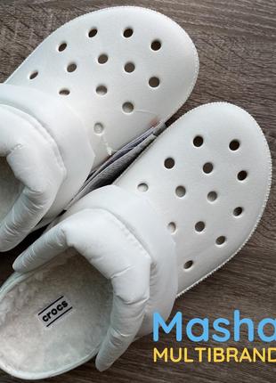 Крокси теплі жіночі білі на хутрі, лімітована серія, crocs lined neo puff white2 фото