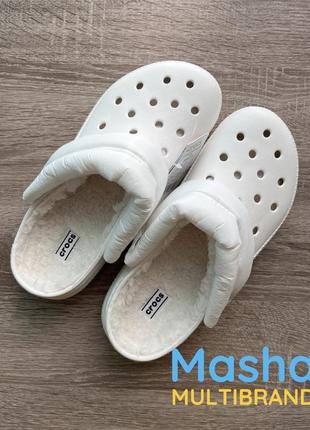 Кроксы теплые женские белые на меху, лимитированная серия, crocs lined neo puff white3 фото