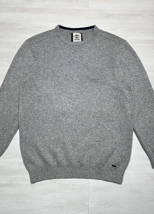 Timberland wool брендовый вязаный мужской шерстяной серый теплый свитер