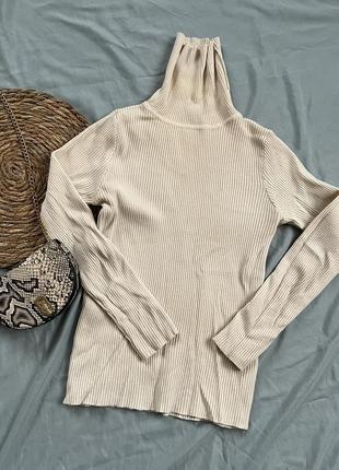 Базовий гольф молочний гольф водолазка в рубчик світер2 фото
